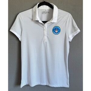 Nike Golf Dri-Fit Polo Shirt‎ Women Medium White Striped Scuola Calcio Inter USA